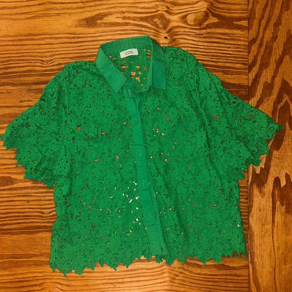 COS Broderie Anglaise Short Sleeve Button Up